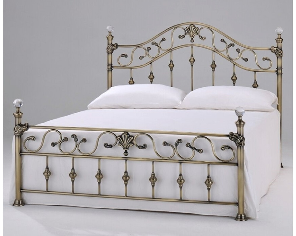 Florence Ornate Antique Brass Finished Metal Bed By Harmony